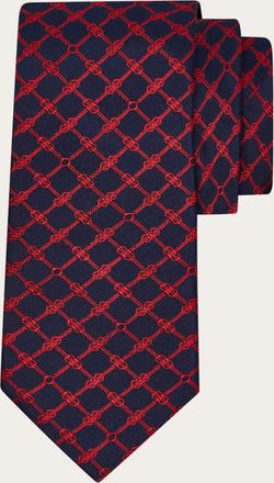 Ferragamo Men Gancini jacquard tie Blue