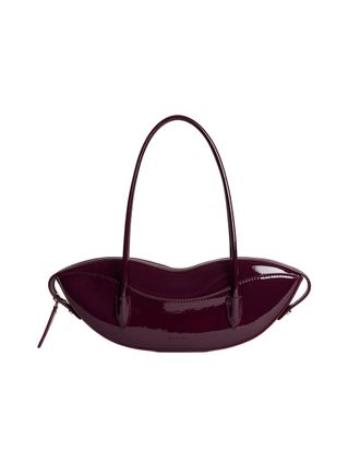 Fiorucci Burgundy Vinyl Lips Silhouette Handbag