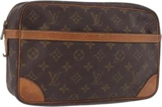 Louis Vuitton Pre-owned Compiegne 28 Clutch Bag - Dames - Vintage Clutch - Bruin - ONE Size - Leer - Vintage