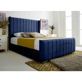 Casa Majestique Blue Plush Velvet Single Bed Frame