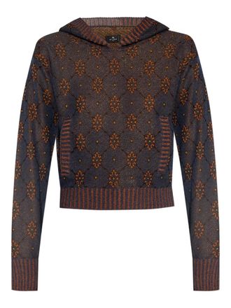 Etro patterned hoodie - women - Polyester/Viscose - 44 - Brown