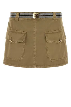 Miu Miu Womens Army Green Cotton Mini Skirt - Khaki - Size EU 34 (Womens)