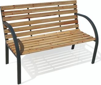 No Brand No Brand - Panchina da esterno in ferro con seduta e schienale in legno 120x58x83 cm