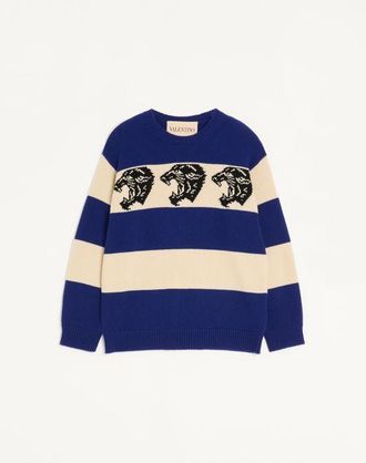 Valentino Valentino Wool Jumper with Jacquard Panther Pattern