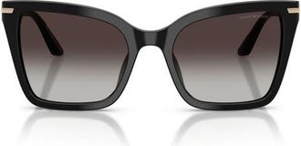 Emporio Armani 53mm Gradient Square Sunglasses in Shiny Black /Grey Gradient at Nordstrom