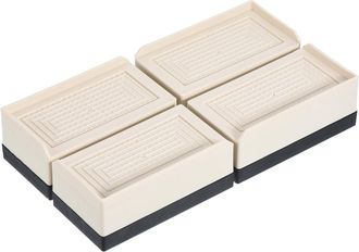 OEM Juego De 4 Elevadores Rectangulares Ajustables Para Muebles (3,8 Cm) Para Cama, Escritorio, Sof&aacute; Y Mesa, Hasta 589,7 Kg, Color Beige