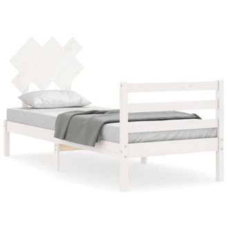 Berkfield Home Bed Frame with Headboard White 90x200 cm Solid Wood
