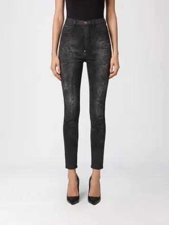 Philipp Plein High-Waisted Cropped Skinny Stretch Jeans with Used Effect