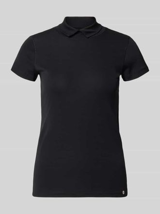 Marc Cain Slim Fit T-Shirt mit hochschlie&szlig;endem Polokragen in Black, Gr&ouml;&szlig;e 34