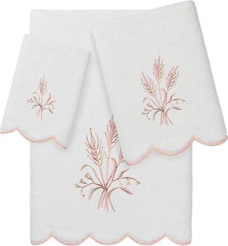 Linum Home Textiles 100% Turkish Cotton Whitney Scallop 3Pc Embellished Towel Set