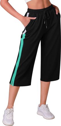 iClosam Womens Capri Sweatpants 3/4 Length Joggers Cotton Cropped Sports Pants Summer Tracksuit Bottoms for Yoga Running Workout Green