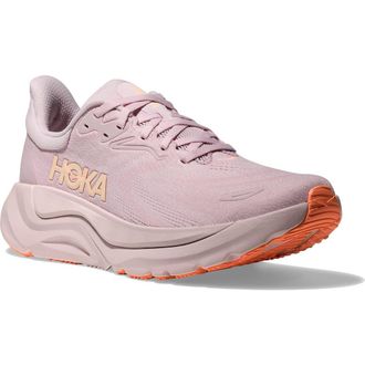 Hoka One One Arahi 8 Stability Running Shoe in Lilac Cream /Neon Cantaloupe at Nordstrom, Size 10.5