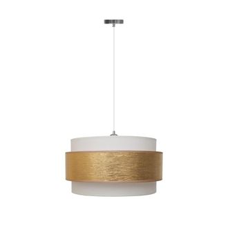 Wonderlamp L&aacute;mpara de techo dorado con triple pantalla de lino 40 cm di&aacute;metro