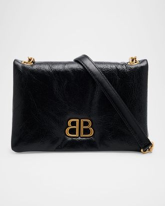 Balenciaga Monaco Nano Puffy Shiny Leather Crossbody Bag