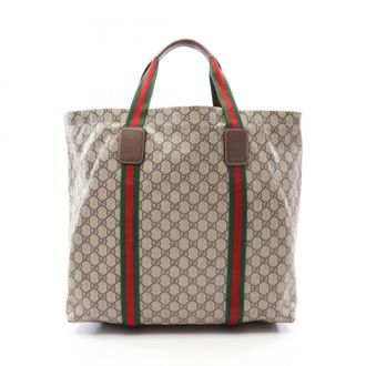 Gucci Beige Brown Multi-Color Gg Supreme Leather Handbag Tote Bag (Pre-Owned)