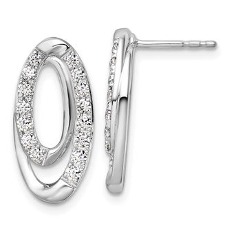Diamond2Deal 14K White Gold 2/3 ct Lab Grown Diamond Oval Dangle Earrings VS Clarity, G-H Color