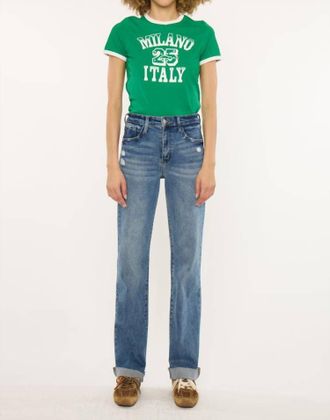 Kancan Lost High Rise True Straight Jeans In Dark Wash