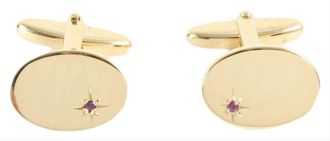 David Van Hagen Mens Ruby Starburst Cufflinks and Tie Slide Set - Gold/Red
