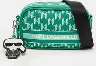 Karl Lagerfeld Green Monogram Coated Canvas And Leather K/ikonik Camera Bag