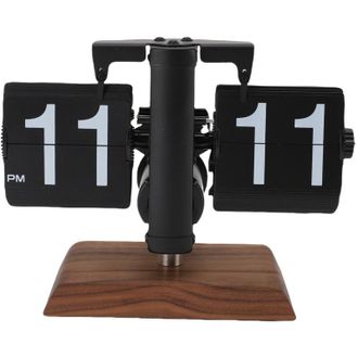 OEM Reloj Despertador Digital Autom&aacute;tico De Escritorio Crezuo, Funciona Con Pilas Durante 12 Horas, Estilo Retro, Con Base De Madera, Color Negro.-crezuo