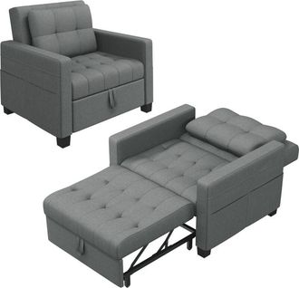 Yaheetech Divano Letto 3 in 1 Imbottito Divano Singolo con Schienale Regolabile Divano a 1 Posto per Soggiorno Camera da Letto Poltrona Pieghevole Ufficio
