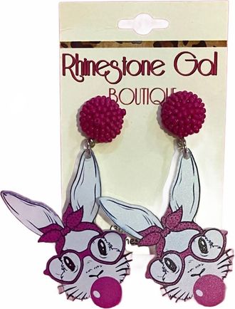 Posh Shoes Womens Bunny Acrylic Dangle Earrings In Pink