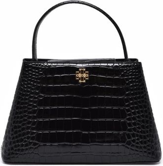 Tory Burch Tassen, Dames, Zwart, ONE Size, Leer, Britten Embossed Satchel