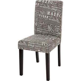 Hhg Hhg - Littau Silla De Comedor, Silla De Cocina, Tela/textil, Letras Grises, Patas Oscuras