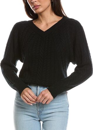 Fort&eacute; Cashmere Diagonal Cable V-Neck 100% Cashmere Sweater