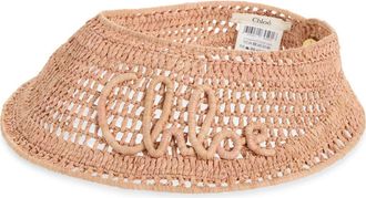 Chlo&eacute; Summer Banana Crochet Raffia Visor in Summery Beige at Nordstrom