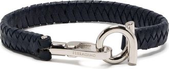 Ferragamo leather bracelet - men - Brass/Calf Leather - One Size - Blue