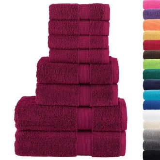 Berkfield Home 8 Piece Premium Towel Set SOLUND Bordeaux 600 gsm in Wine