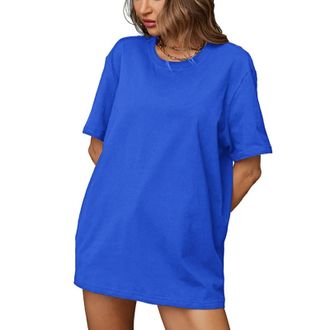 Generic Summer Oversized T Shirt for Women UK Casual Plus Size Short Sleeve Crewneck Tops Cotton Loose Fit Lightweight Comfortable Blouses Fashion Basic Tees 