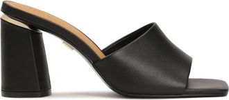 Kazar Zwarte muilen op een paal met een vierkante voorkant - Dames - Muiltjes - Zwart - 40 EU - Leer - Schoenen