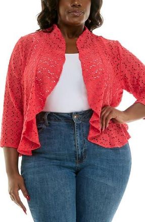 Nina Leonard Lace Three-Quarter Sleeve Bolero in Azal at Nordstrom Rack, Size 1 X