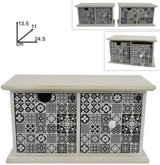 Trade Shop Trade Shop - Porta Oggetti Cassettiera Con 2 Cassetti In Legno Country Chic Arredamento