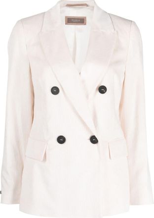 PESERICO corduroy double-breasted blazer - women - Cotton/Viscose/Viscose - 44 - Pink