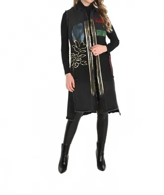 Frank Lyman Design Bellara Woven Long Vest In Black/multi