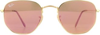 Ray-Ban Zonnebril Hexagonal 3548N 001/Z2 Goud Koperen Flash Mirror