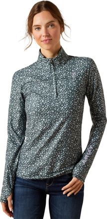 Ariat Womens Lowell 3.0 1/4 Zip Baselayer Top Long Sleeve in Flower Ditsy, Size X-Large, by Ariat