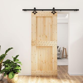 vidaXL Vidaxl - Puerta Corredera Con Herrajes Madera Maciza De Pino 85x210 Cm