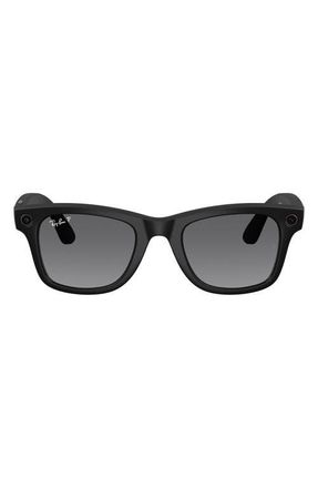 Ray-Ban 53mm Wayfarer Gradient Polarized Square Sunglasses in Matte Black /Polar Graphite at Nordstrom
