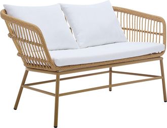 Vente-Unique Sof&aacute; de jard&iacute;n de 2 plazas de resina trenzada - Natural claro - LOUSINI de MYLIA