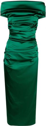 Talbot Runhof draped off-shoulder dress - women - Polyamide/Elastane/Acetate/Polyester/Viscose - 42 - Green