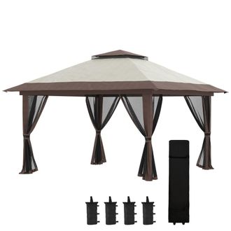 OUTSUNNY Carpa plegable 392x392x283 cm beige