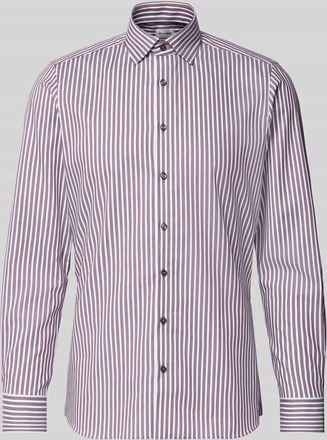 Olymp Level 5 Slim Fit Businesshemd aus Baumwoll-Mix mit Haifischkragen in Aubergine, Gr&ouml;&szlig;e 38