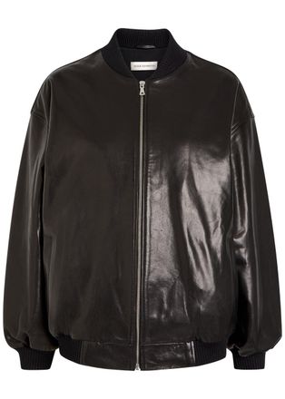 Nour Hammour Marley Leather Bomber Jacket - Black - 42 (UK14 / L)