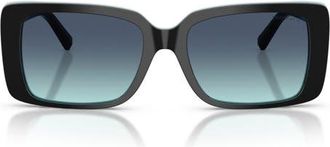 Tiffany & Co. 55mm Gradient Rectangular Sunglasses in Black On Tiffany Blue/azure at Nordstrom