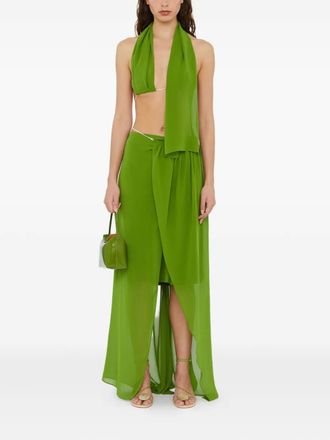 CHRISTOPHER ESBER chain-detail asymmetric sarong skirt - Green