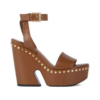 Givenchy Clog Platform Sandals with Studs - female - Givenchy - High Heel Sandals - Brown - 4 UK - Shoes
